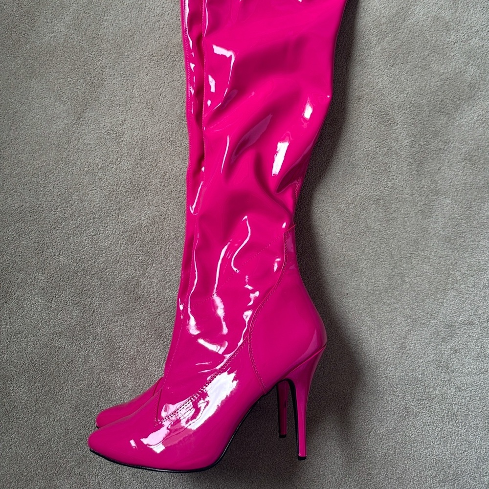 Pleaser Seduce-3000 Hot Pink Boots - Picture 5 of 5